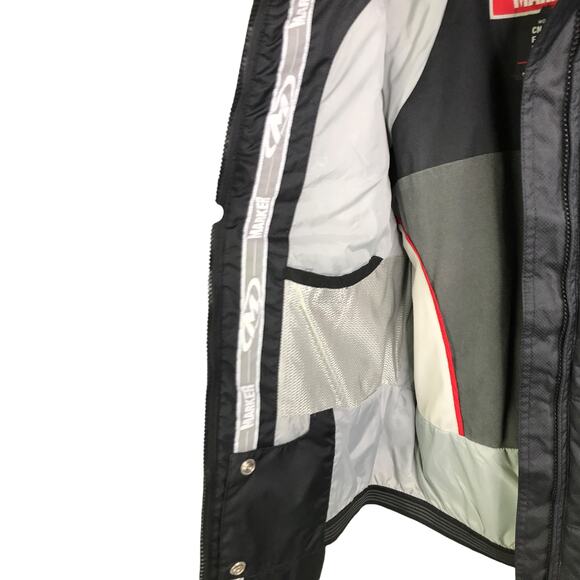 Marker Ski Jacket Women 8 Black Gray‎ Trim Hidden Hood Full Zip Pockets - Picture 7 of 7